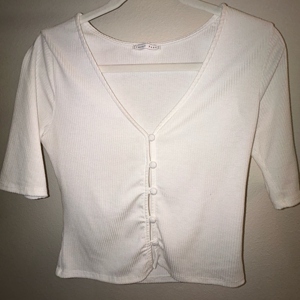 Brandy Melville Cream Button-Down Top